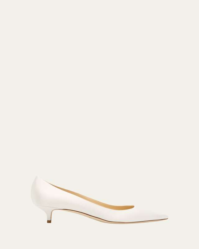 Amelia Satin Kitten-Heel Pumps